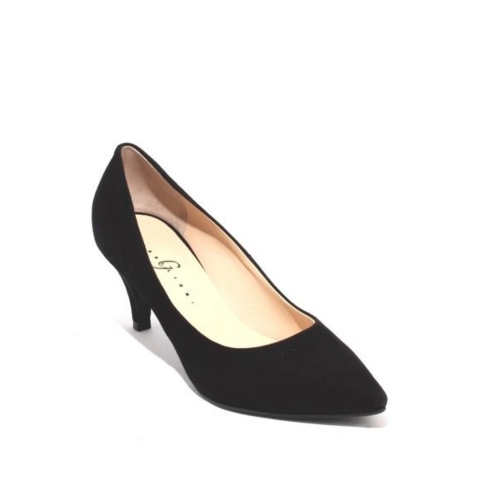 ITALIAN Black Suede Leather Pointy Heels Pumps